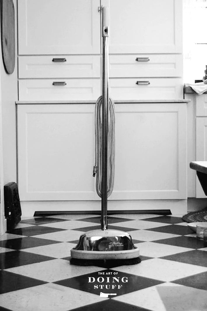 DIY home floor burnisher from car polisher and burnishing pads.