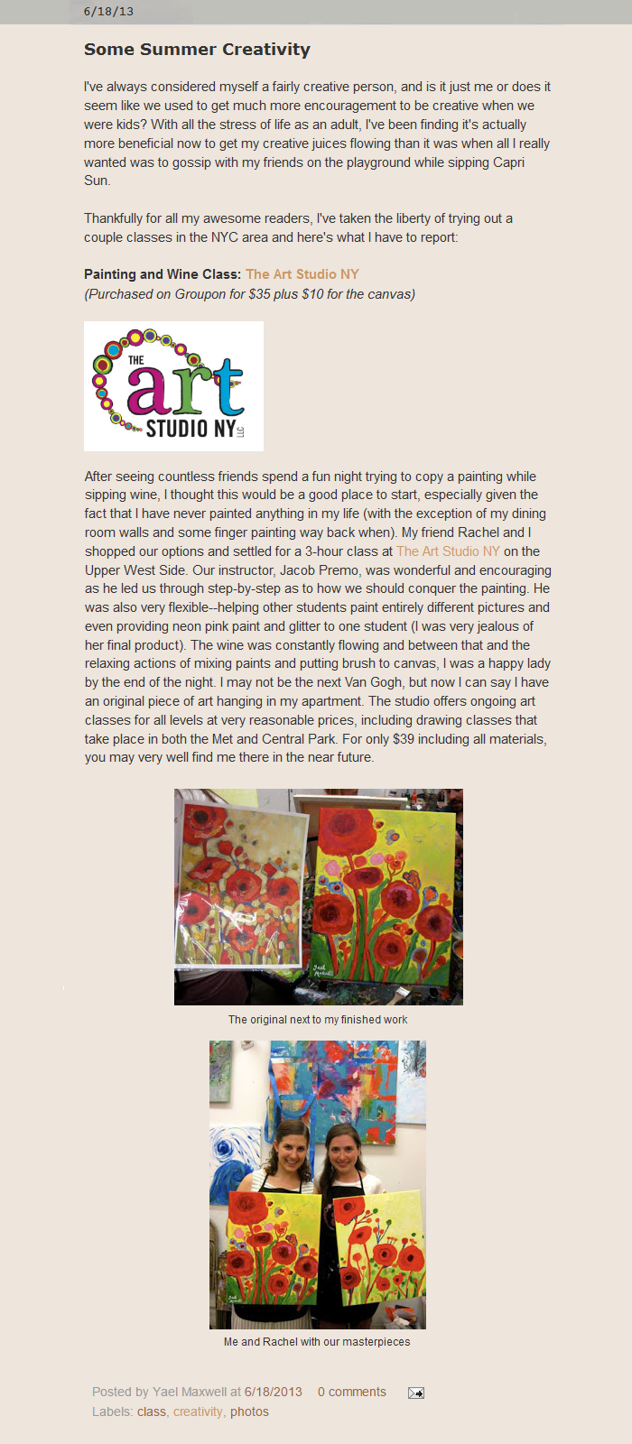 The Art Studio NY Featured in Awesome In New York The Art Studio NY