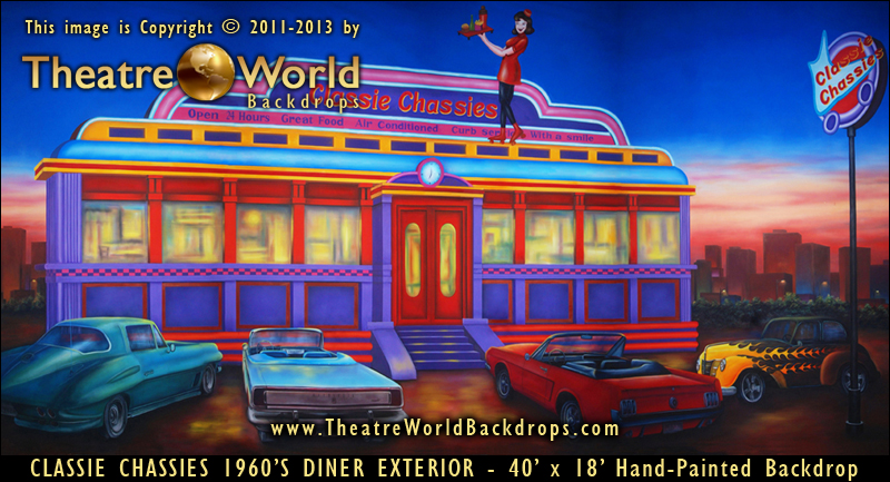 New 1950's, 60's and 70's Diner and High School Backdrops