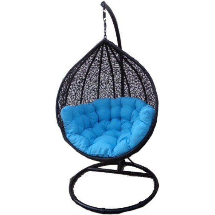 hangingeggswingchairinrattanwithbluecushion sunloungers