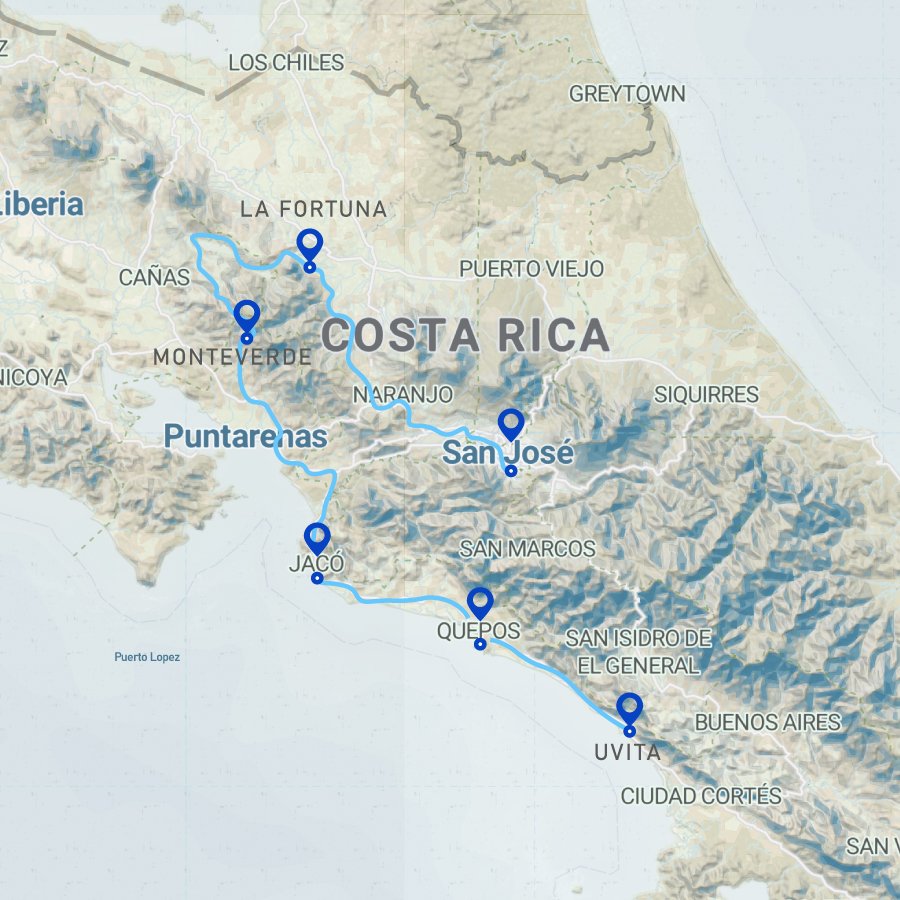 Backpacking Costa Rica The bestCosta RicaRouteGuideTransportMap