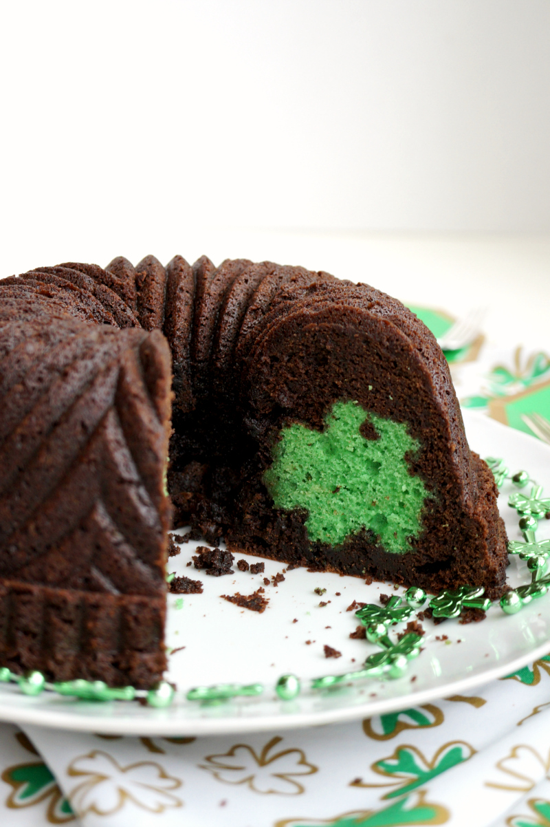 St. Patrick secret shamrock chocolate bundt cake The Baking Fairy