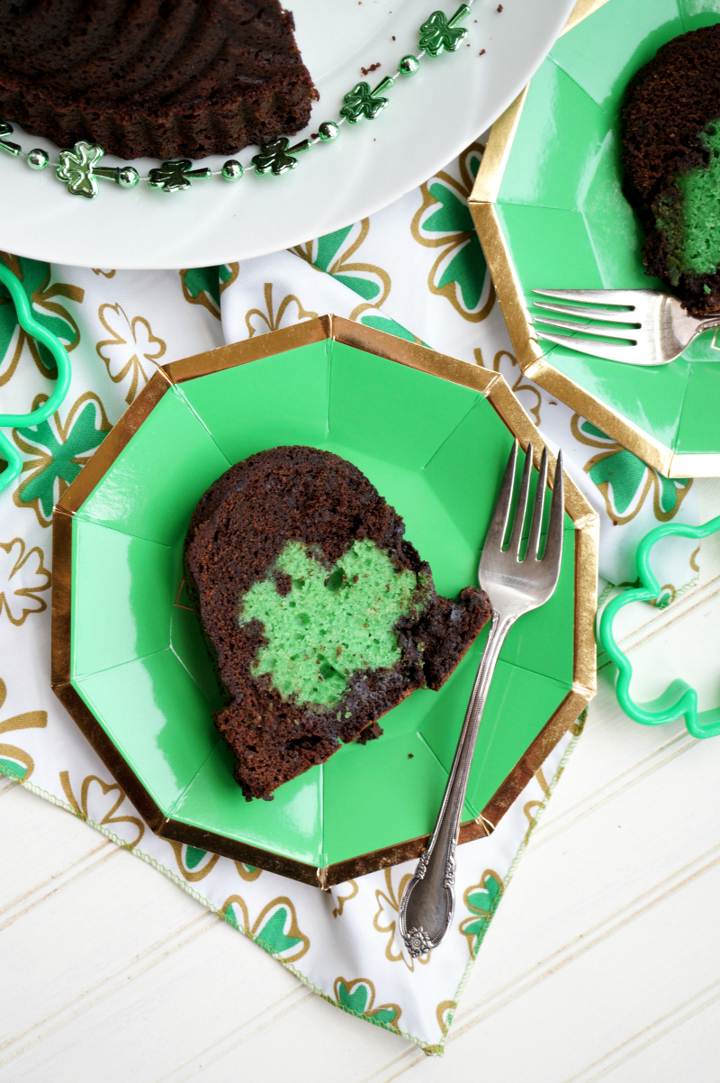 St. Patrick secret shamrock chocolate bundt cake The Baking Fairy
