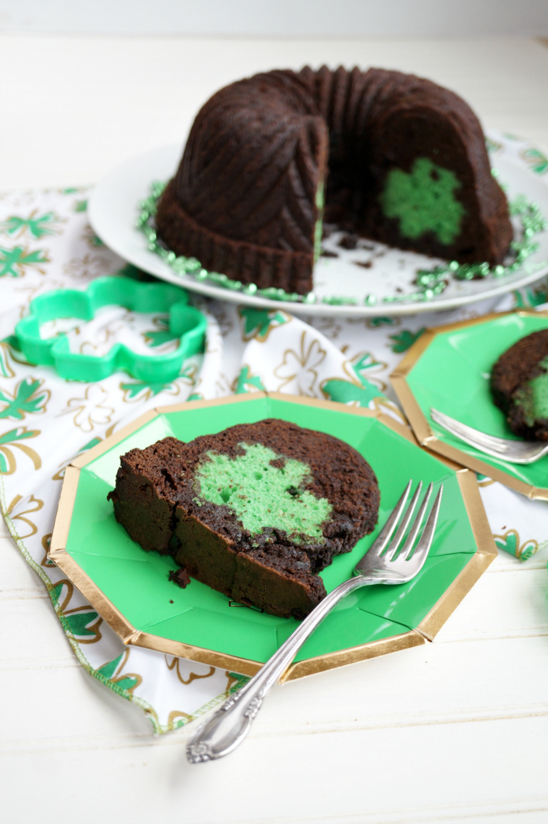 St. Patrick secret shamrock chocolate bundt cake The Baking Fairy