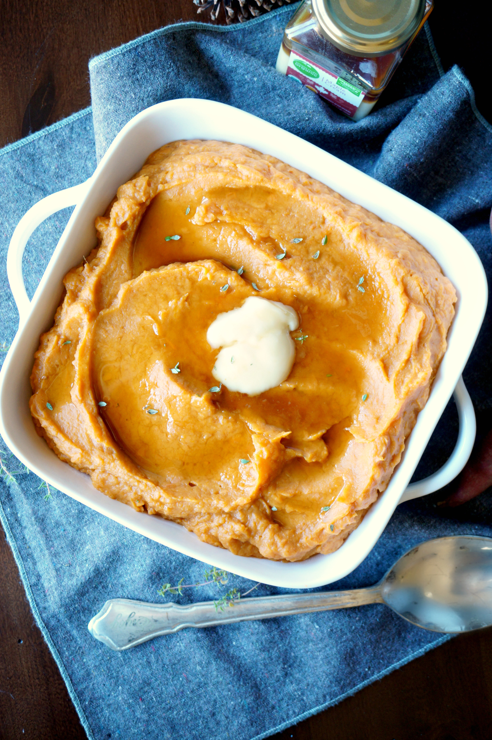 vegan maple thyme mashed sweet potatoes The Baking Fairy