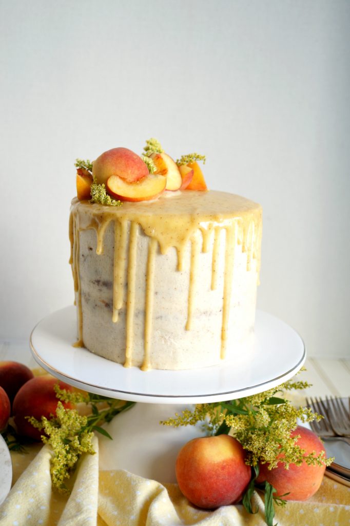 vegan peaches & cream layer cake The Baking Fairy