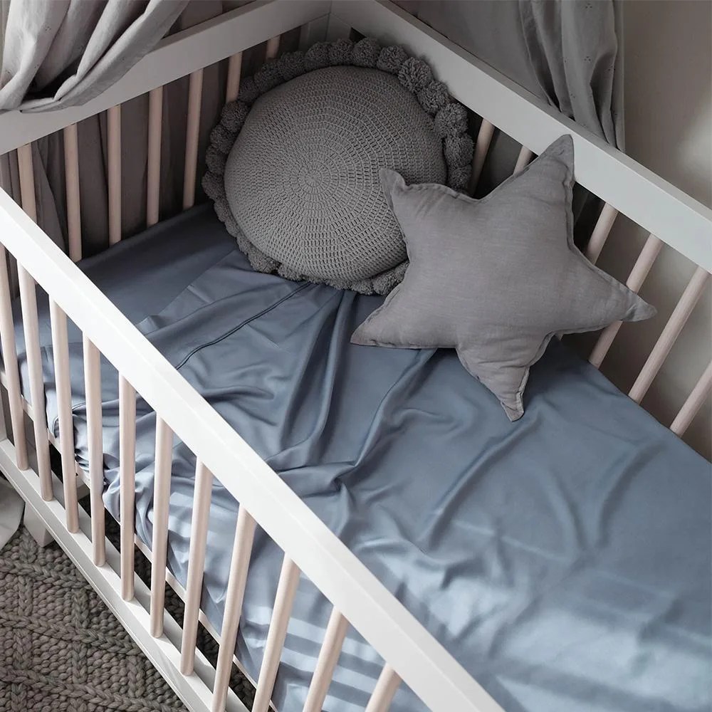 100 Organic Bamboo Cot Sheets Chambray The Bamboo Shop