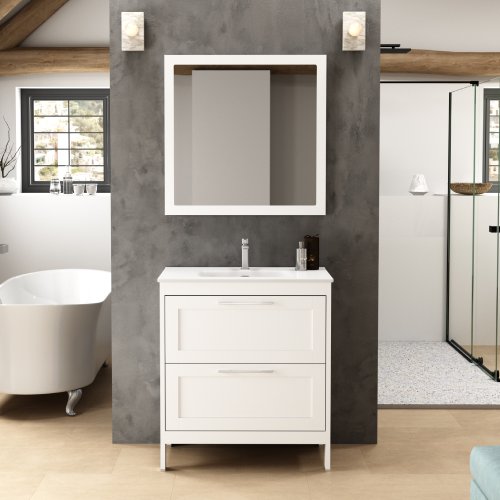 Muebles de baño rústicos Toscana blancos con lavabo