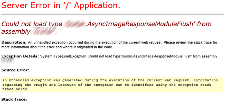 Could not load type “Namespace.Class” from assembly “Namespace” The