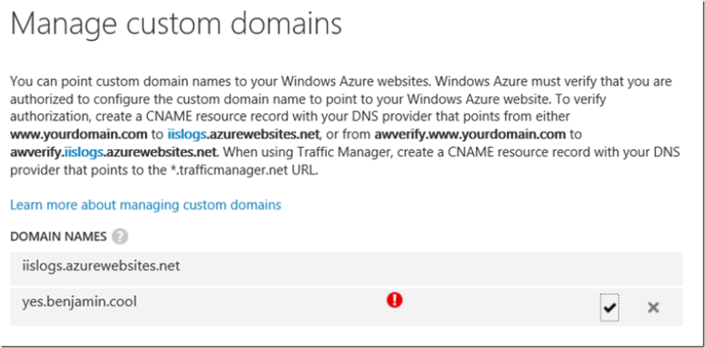 Mapping a wildcard domain name to an Azure App Services