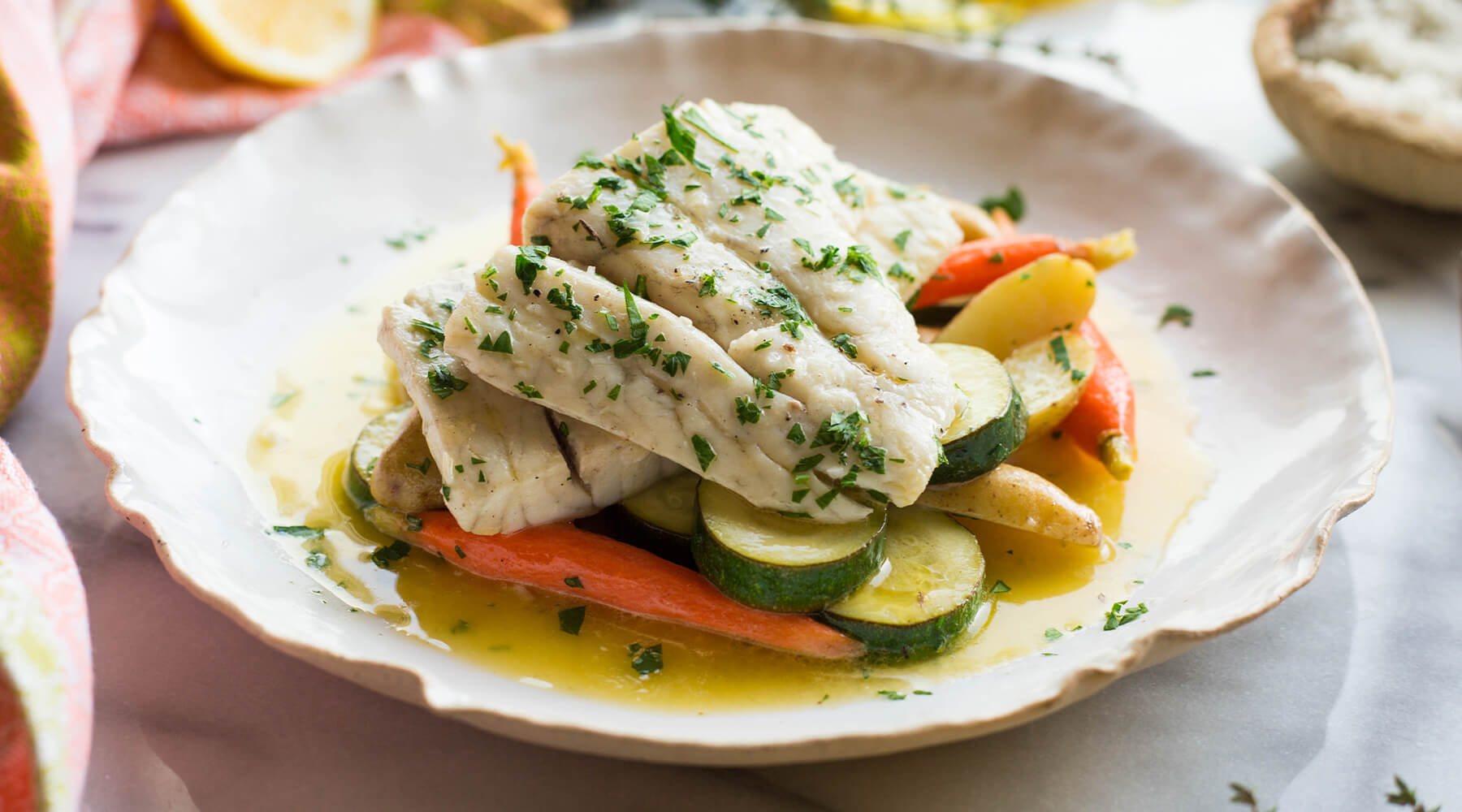Butter Poached Barramundi with Seasonal Vegetables The Better Fish