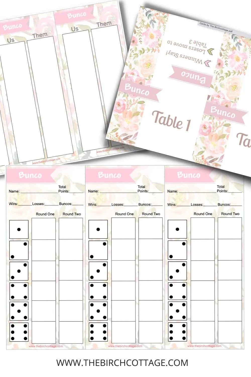 Bunco Printable Score Sheets