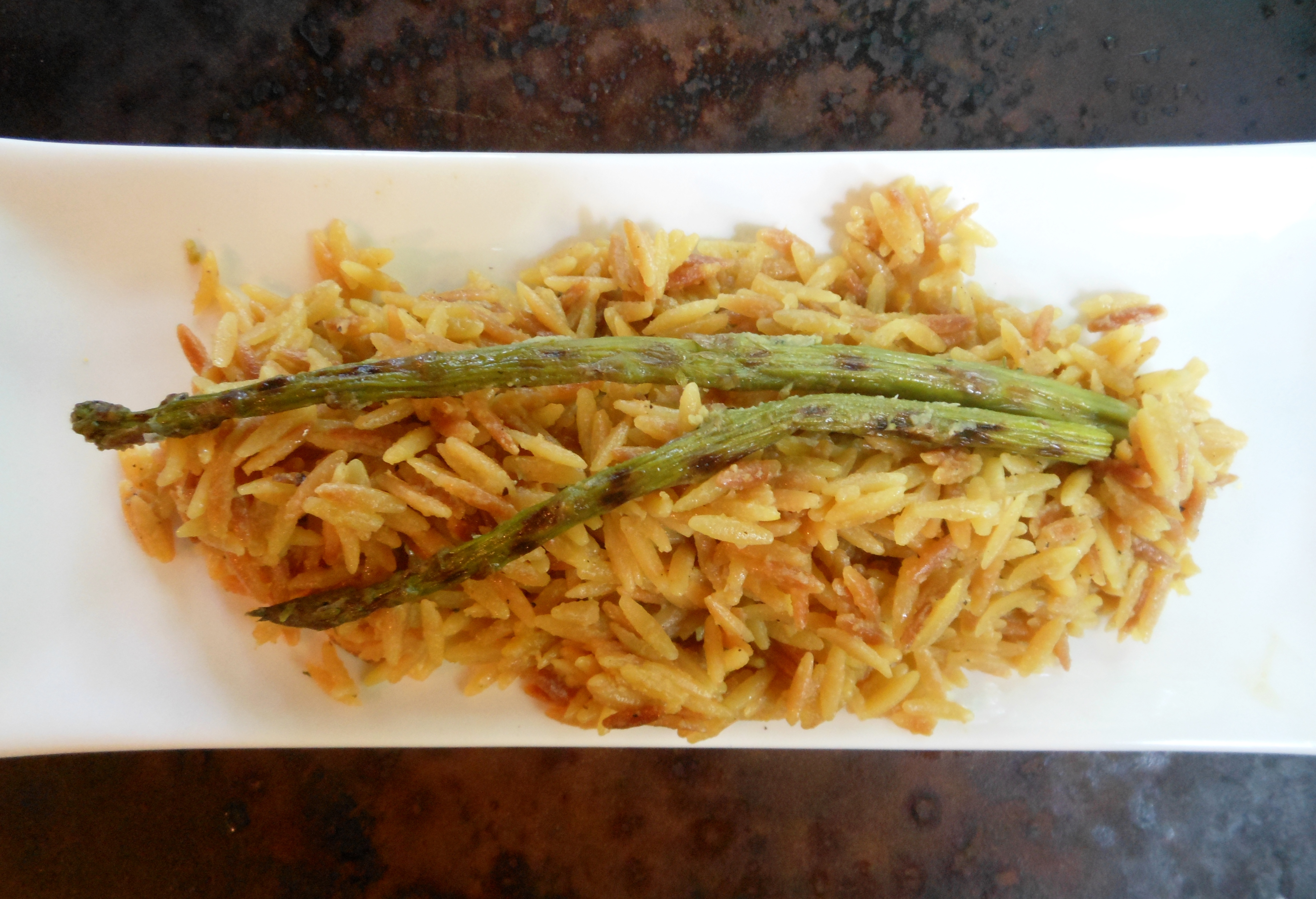Vegan Toasted Orzo Risotto (with Asparagus Stock or the stock of your