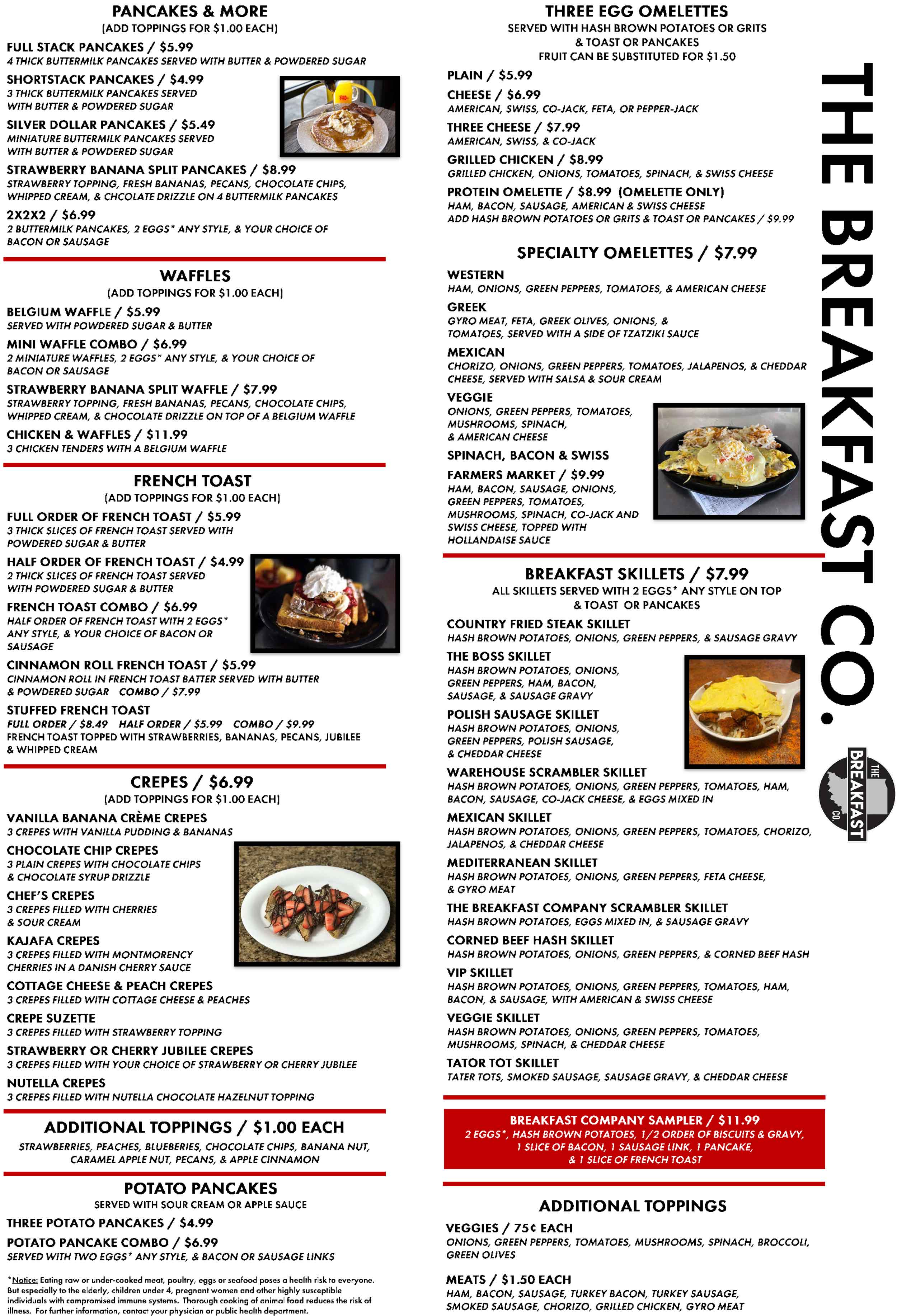 Greencastle Our Menu The Breakfast Co