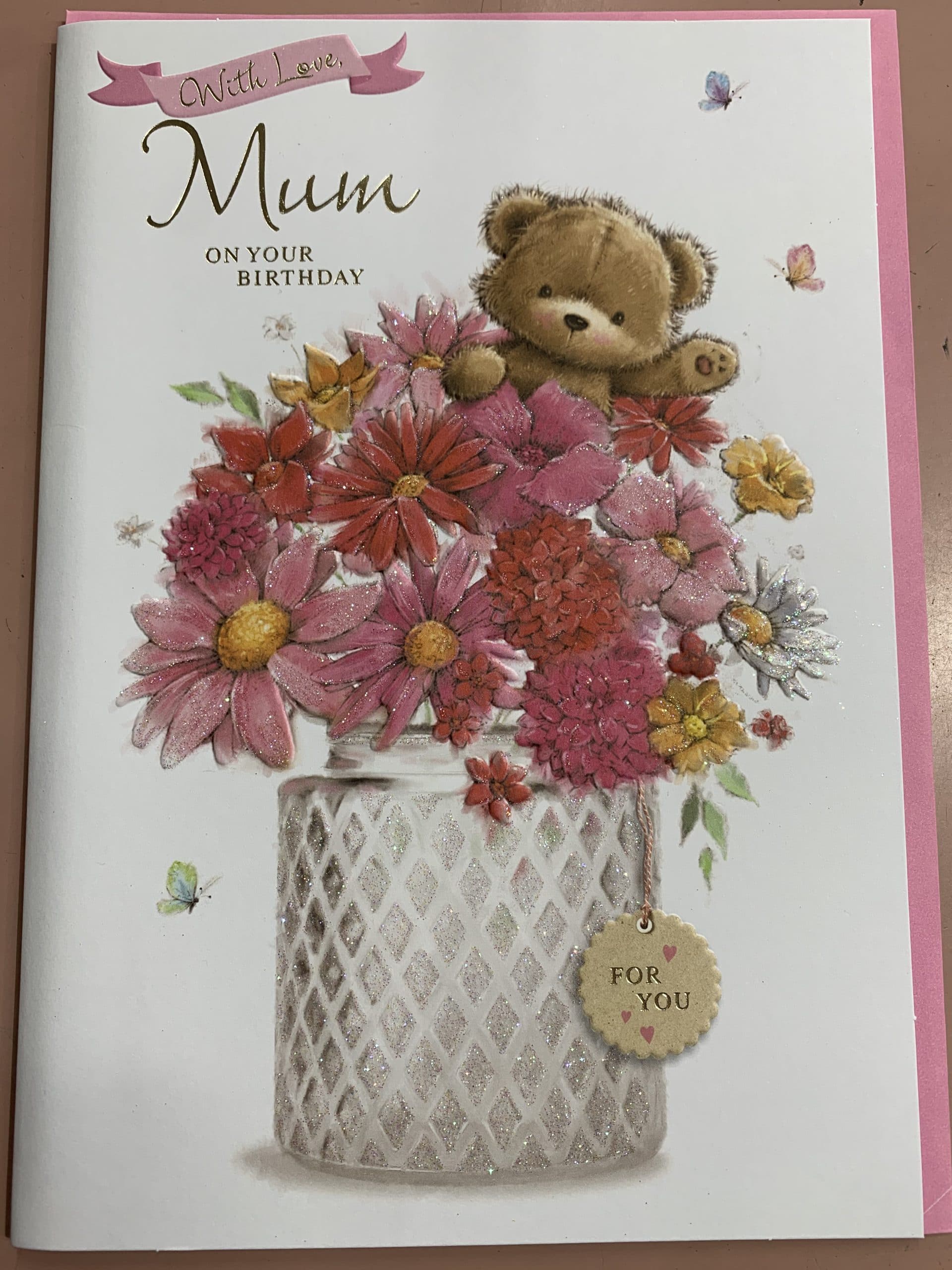Mum Cute Bear & Flowers Birthday Card Extra Large Simon Elvin The