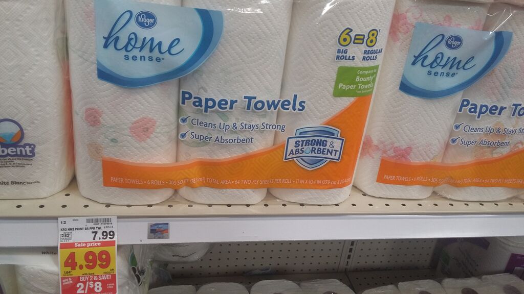 Fry’s Kroger Home Sense Paper Towels .50 per Roll (NO Coupons Needed)