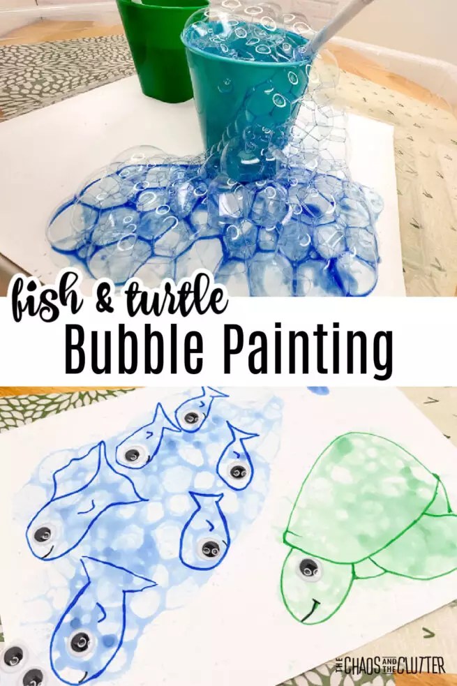 Bubble Painting Fish and Turtle