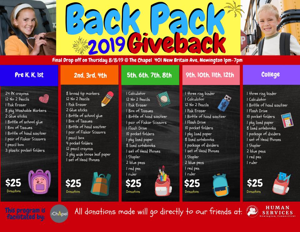 Backpack Giveback 2019 The Chapel