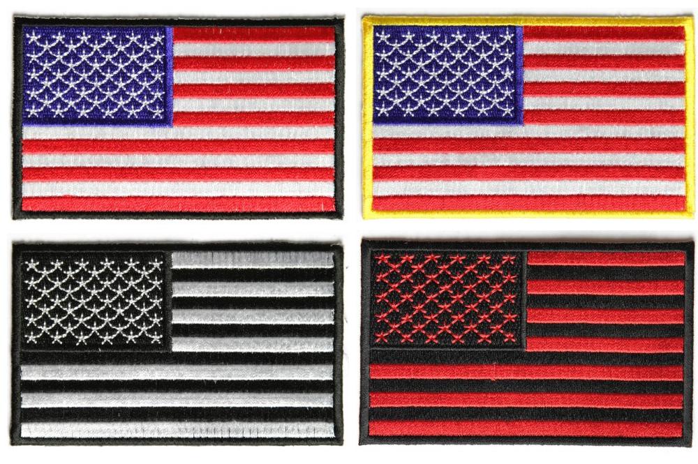 4 Inch American Flag Patches Set Of 4 Embroidered US Flags American Flag Patches TheCheapPlace