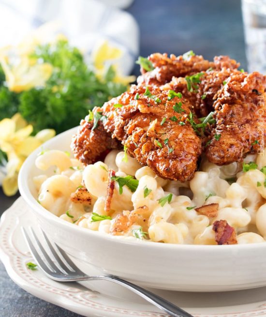 Applebee's 4 Cheese Mac and Cheese with Honey Pepper Chicken Even