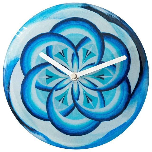 Small Blue Glass 'Cosmo' Wall or Table Clock The Clock Store