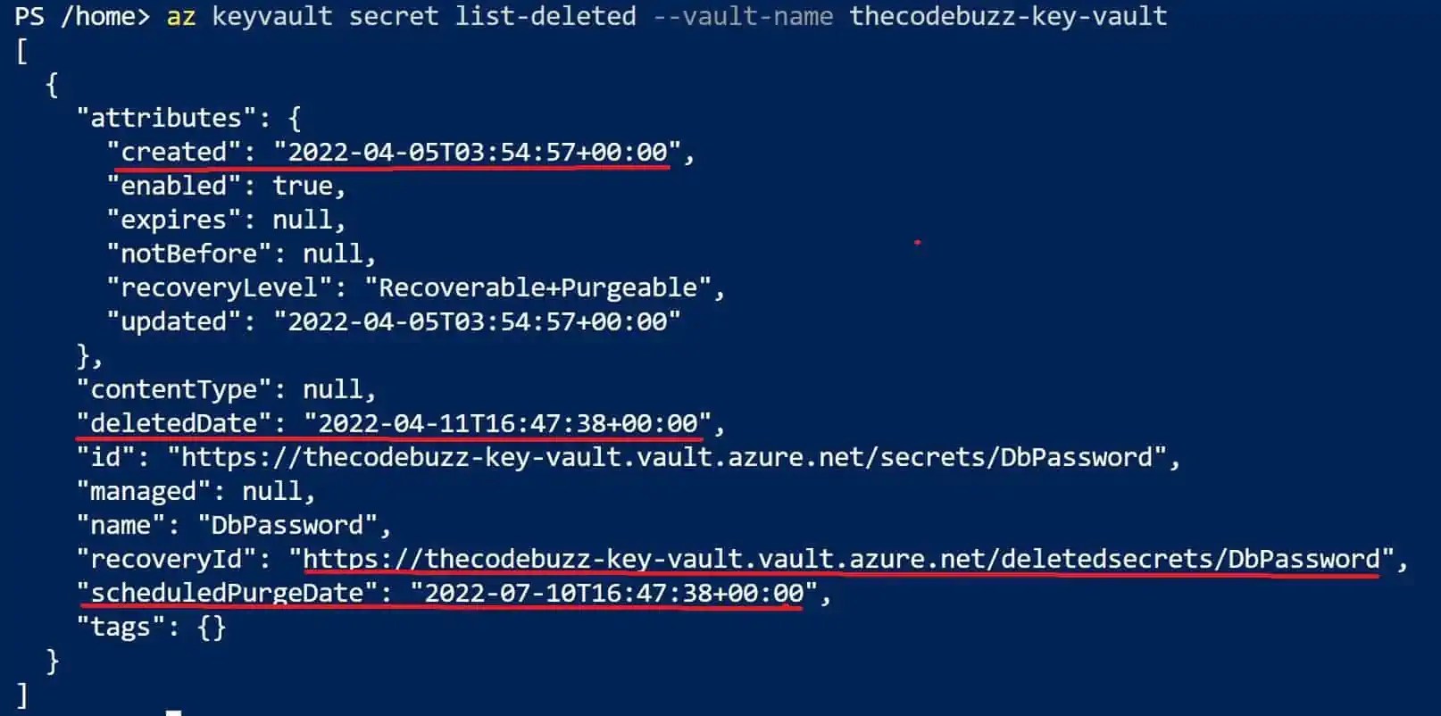Azure KeyVault – Create, Purge or Soft Delete or Recover secretes