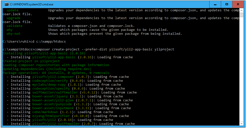 Install Yii With XAMPP On Windows Using Composer