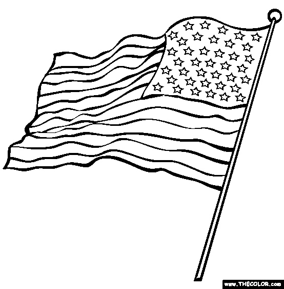 Waving American Flag Coloring Page