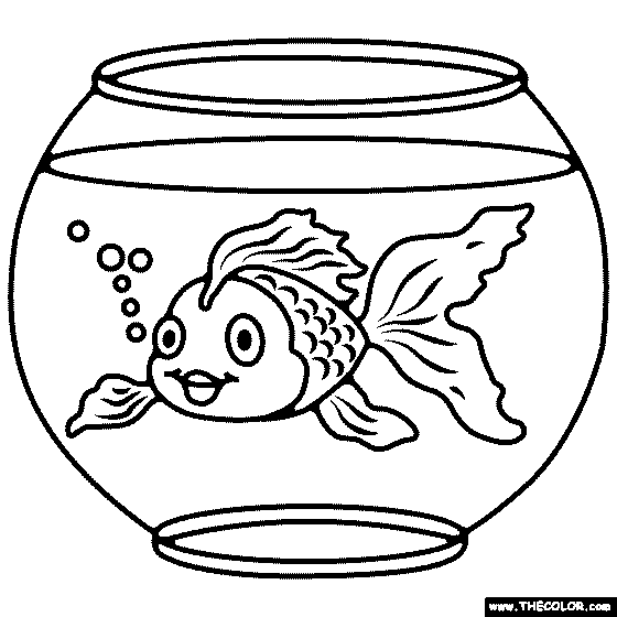 Goldfish in a bowl Coloring Page Funny Coloring Pages