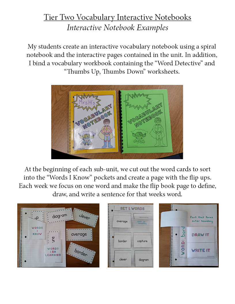 Tier Two Academic Vocabulary Interactive Notebooks and Freebie