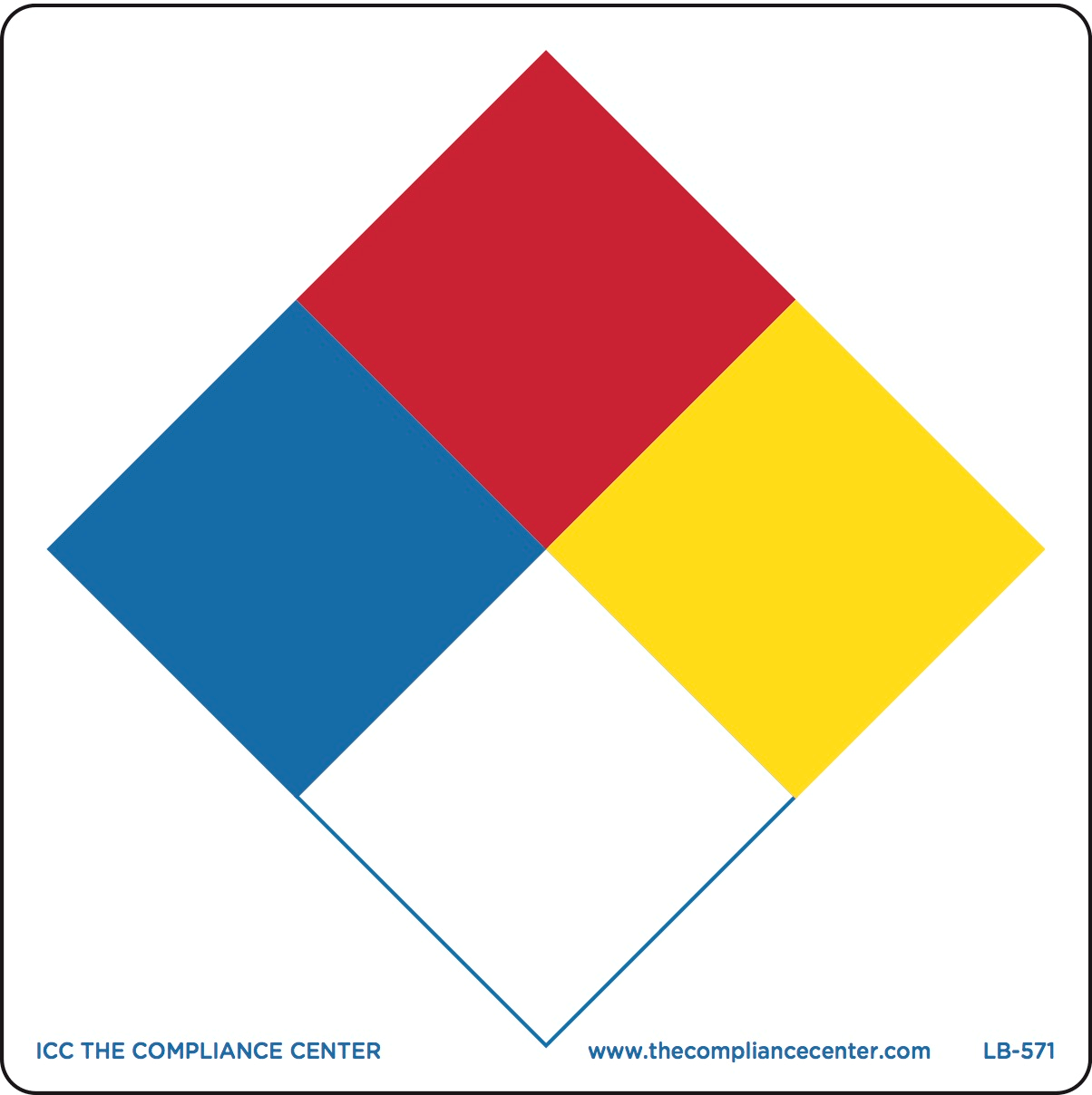 NFPA Diamond Label on White Background. 4 x 4. Gloss Paper. Blank. 500/Roll ICC Compliance
