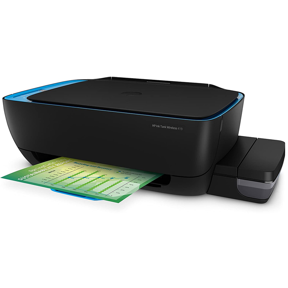 HP 419 AllinOne Wireless Ink Tank Color Printer (Blue, Black, Ink Bottle) The Compustar