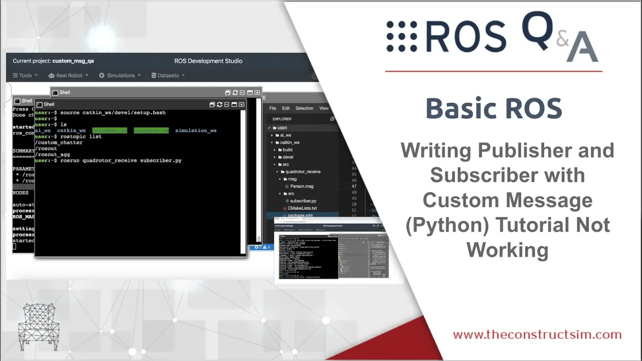How to write a ROS publisher and subscriber with a custom message The Construct