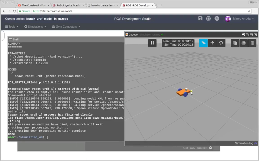 [ROS Q&A] 142 How to create launch file for URDF and open in Gazebo