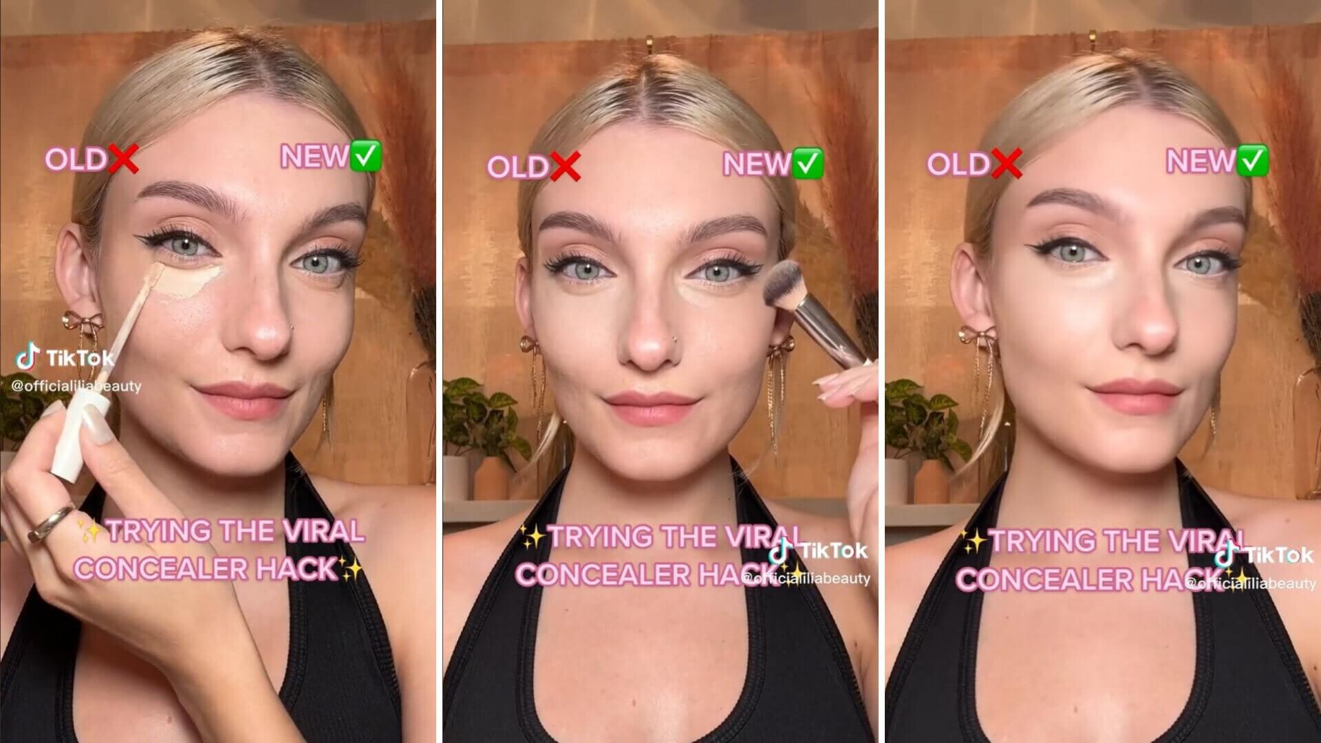 This makeup hack shows how ILIA concealer uses less makeup