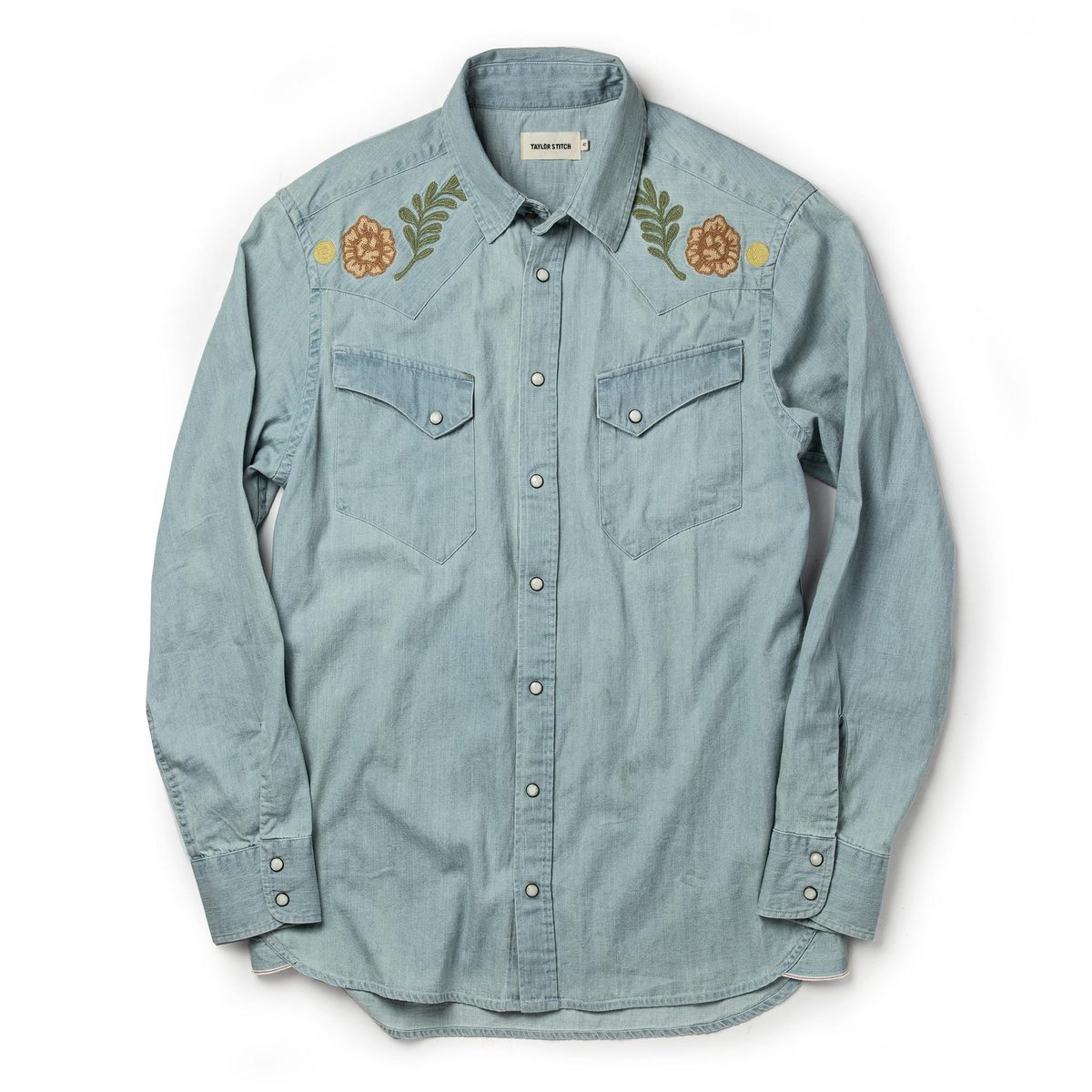 Taylor Stitch Embroidered Western Shirt in Washed Denim LaptrinhX