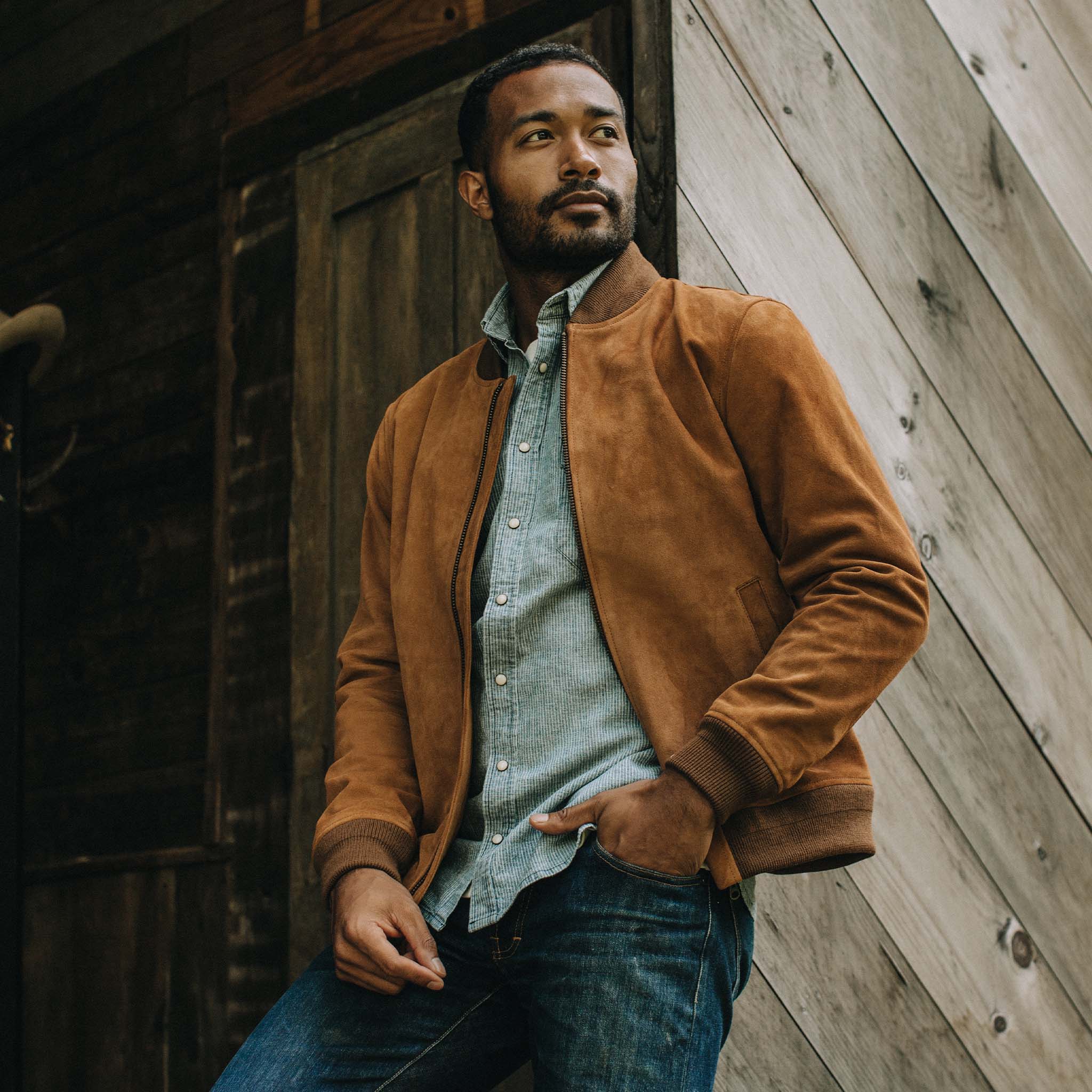 Taylor Stitch Bomber Jacket in Sierra Suede The Coolector