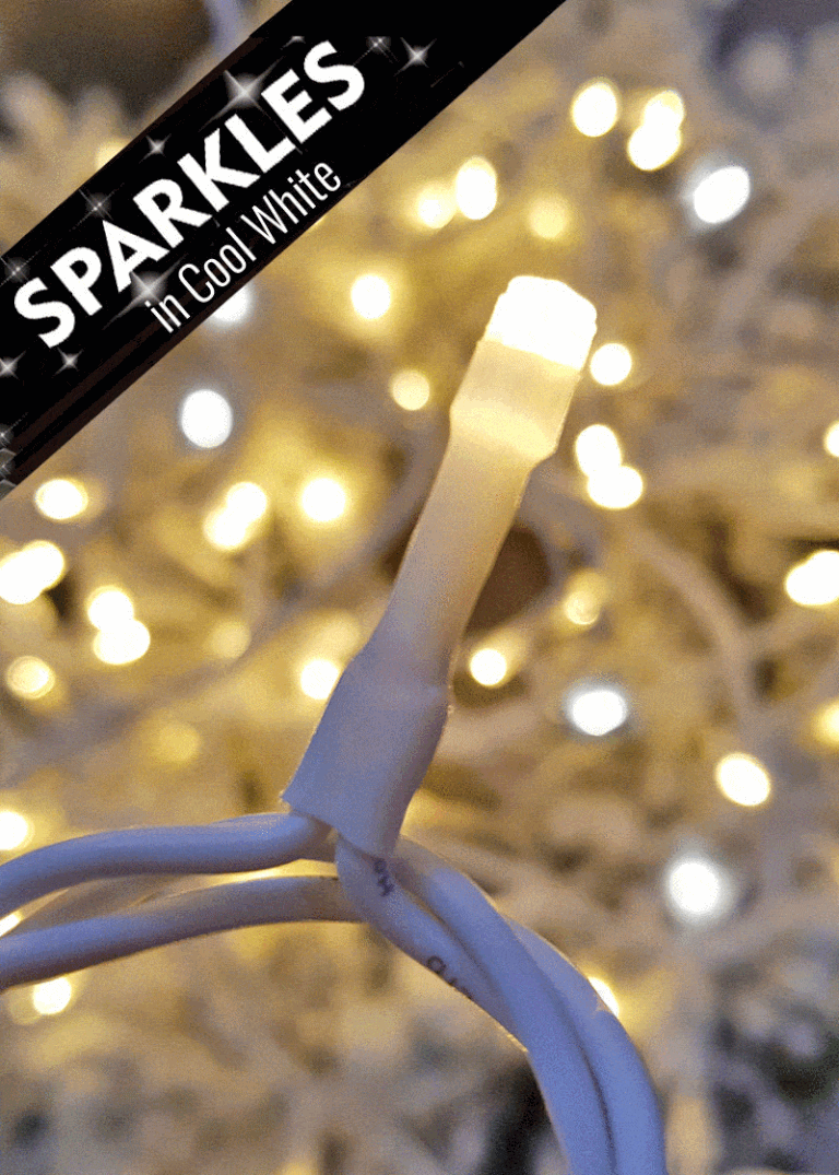 LED String Lights 12m Indoor Sparkling Warm White with Cool White Sparkles White Cable