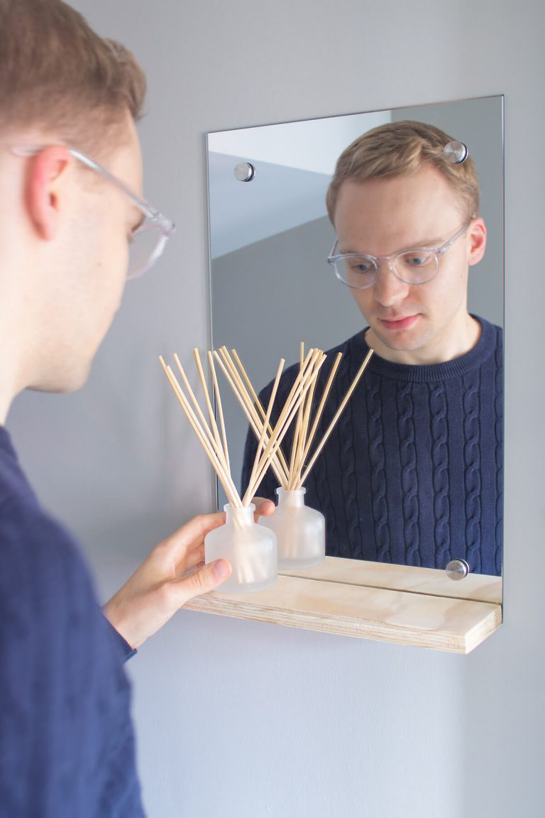 DIY Floating Shelf Mirror Minimal home decor The Crafty Gentleman