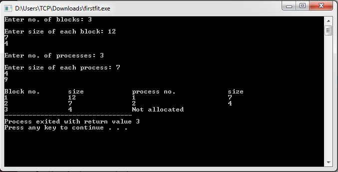 First Fit Algorithm in C and C++ The Crazy Programmer