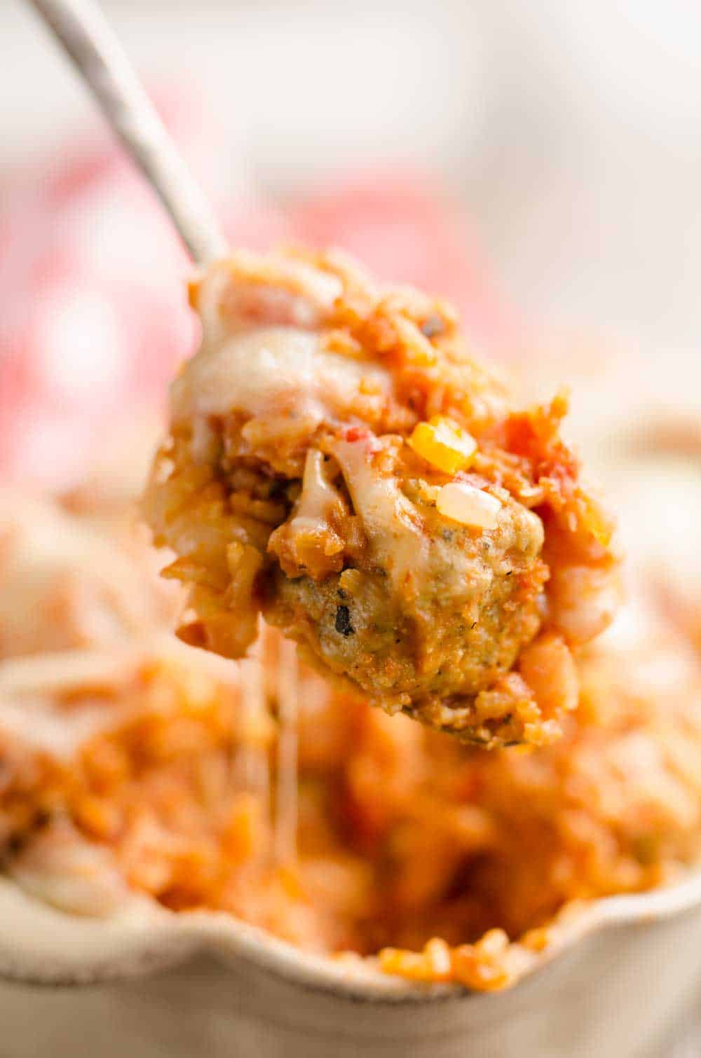 Pressure Cooker Cheesy Italian Rice & Meatballs Instant Pot Recipe