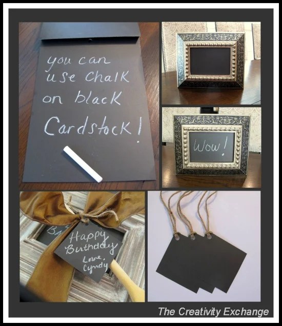 Create an Instant Framed Chalkboard with Black Card Stock...