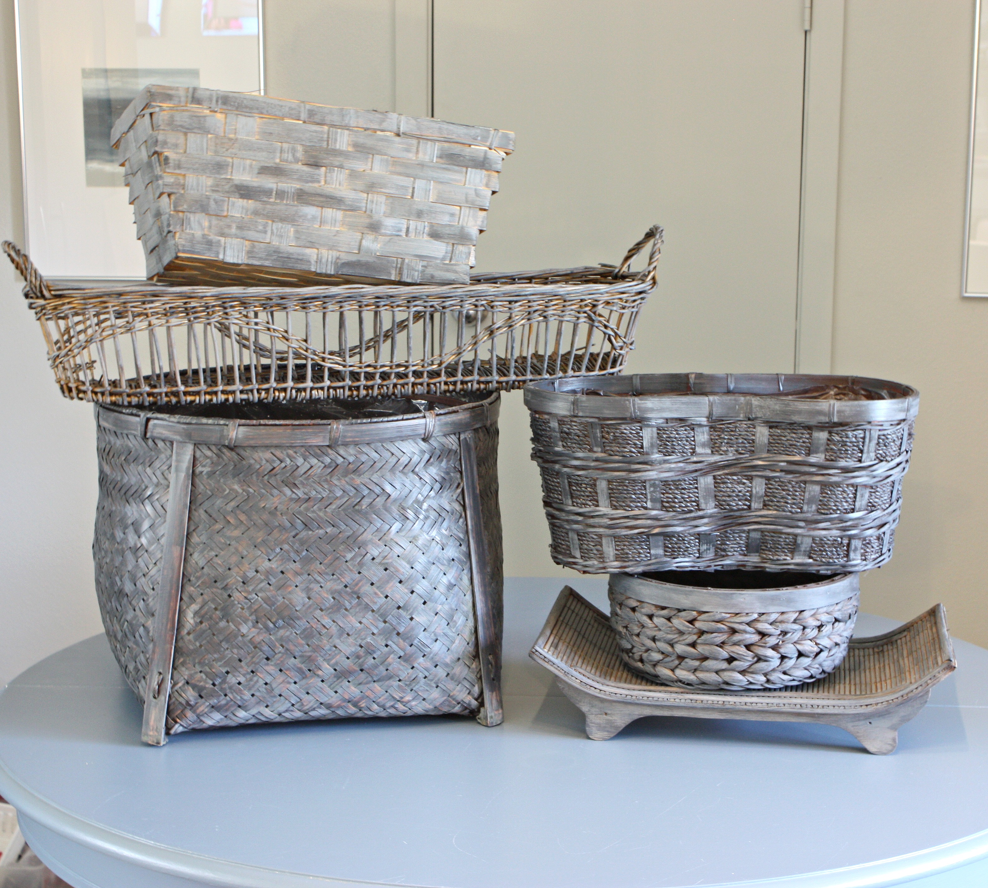 Gray Paint Wash for Revamping Old Baskets