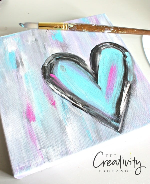 DIY Abstract Heart Painting and a Fun Paint Party
