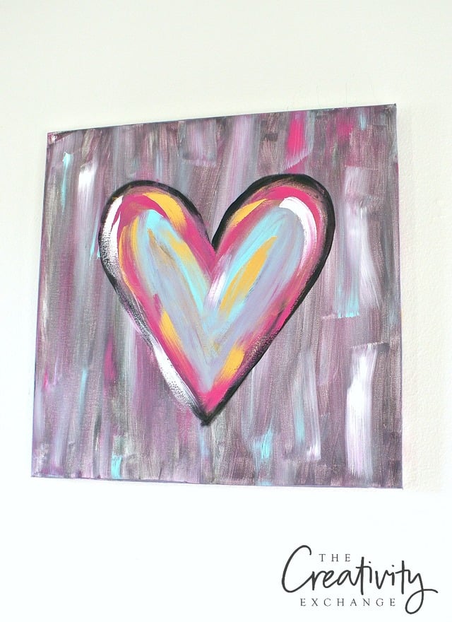 DIY Abstract Heart Painting and a Fun Paint Party