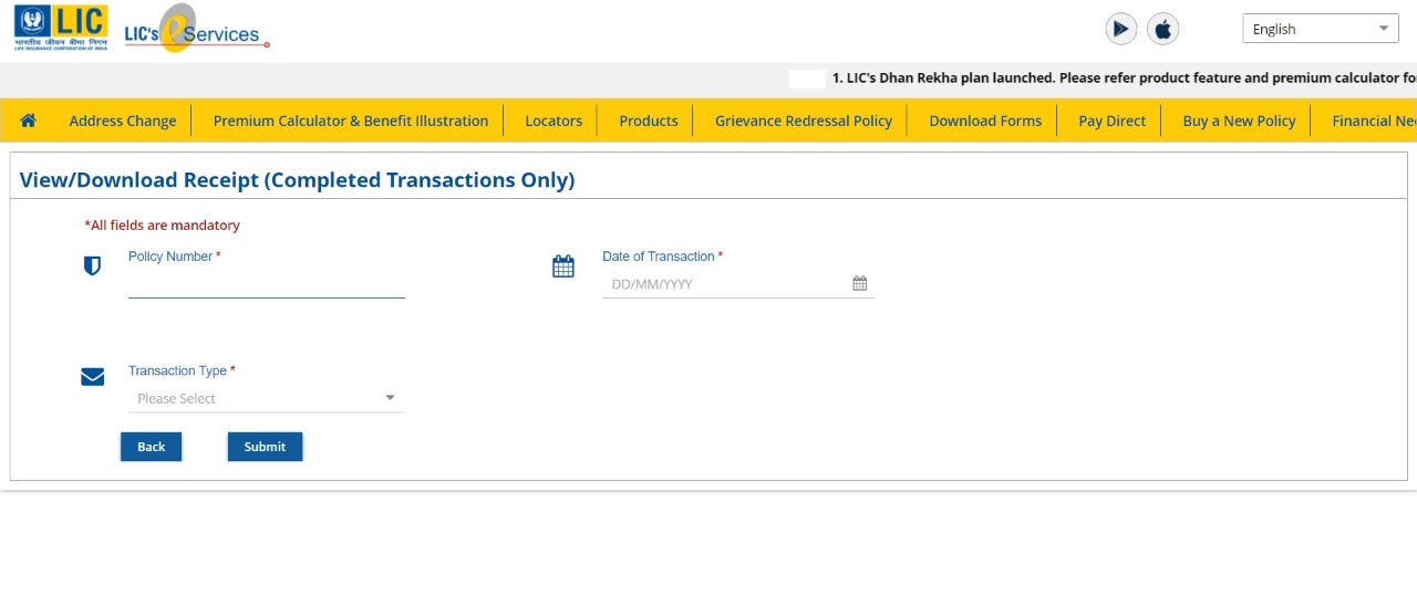 LIC Online Payment Of Premium Download Receipt, Direct Pay