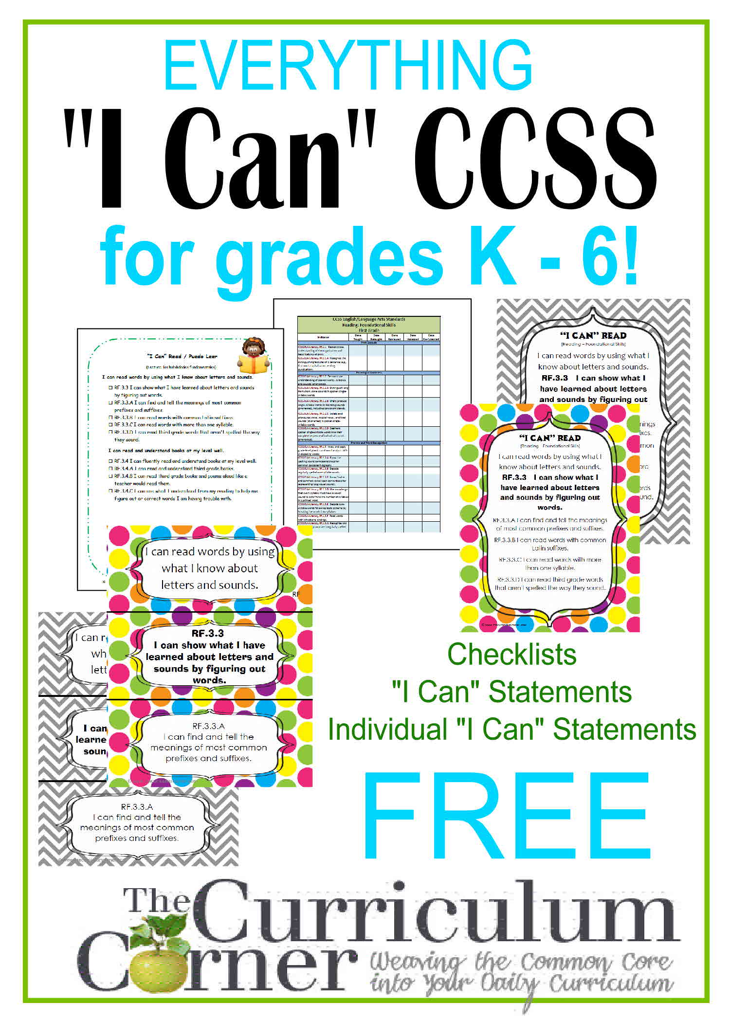 CCSS “I Can” Statements for Grades K 6 in Kid Friendly Language
