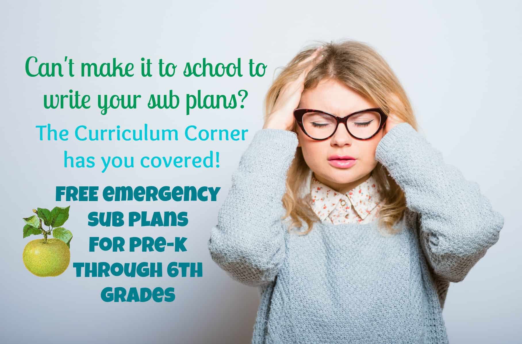 PreK 6th Grade Emergency Sub Plans The Curriculum Corner 123
