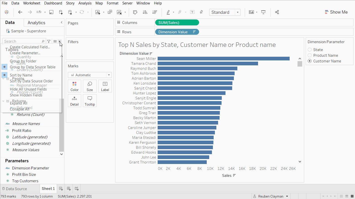 The Data School How to create a Top N Parameter in Tableau.