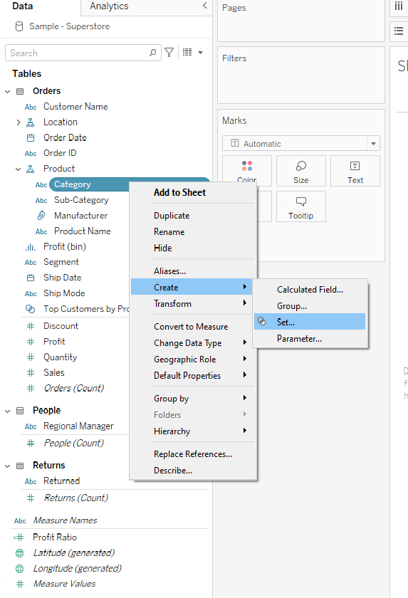 How to create a drill down using Set Actions in Tableau The Data